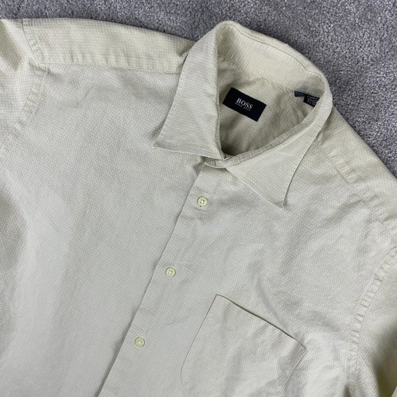 Hugo Boss Other - Hugo Boss Dress Shirt Men's Size 17-34/35 Ivory Textured Long Sleeve